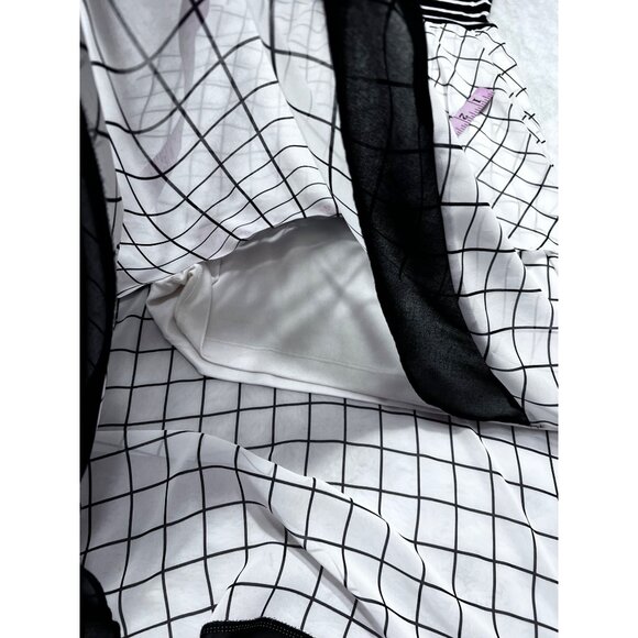 Bailey 44 Black & White Striped & Grid Pattern Sleeveless High-Low Dress women s - Picture 4 of 8